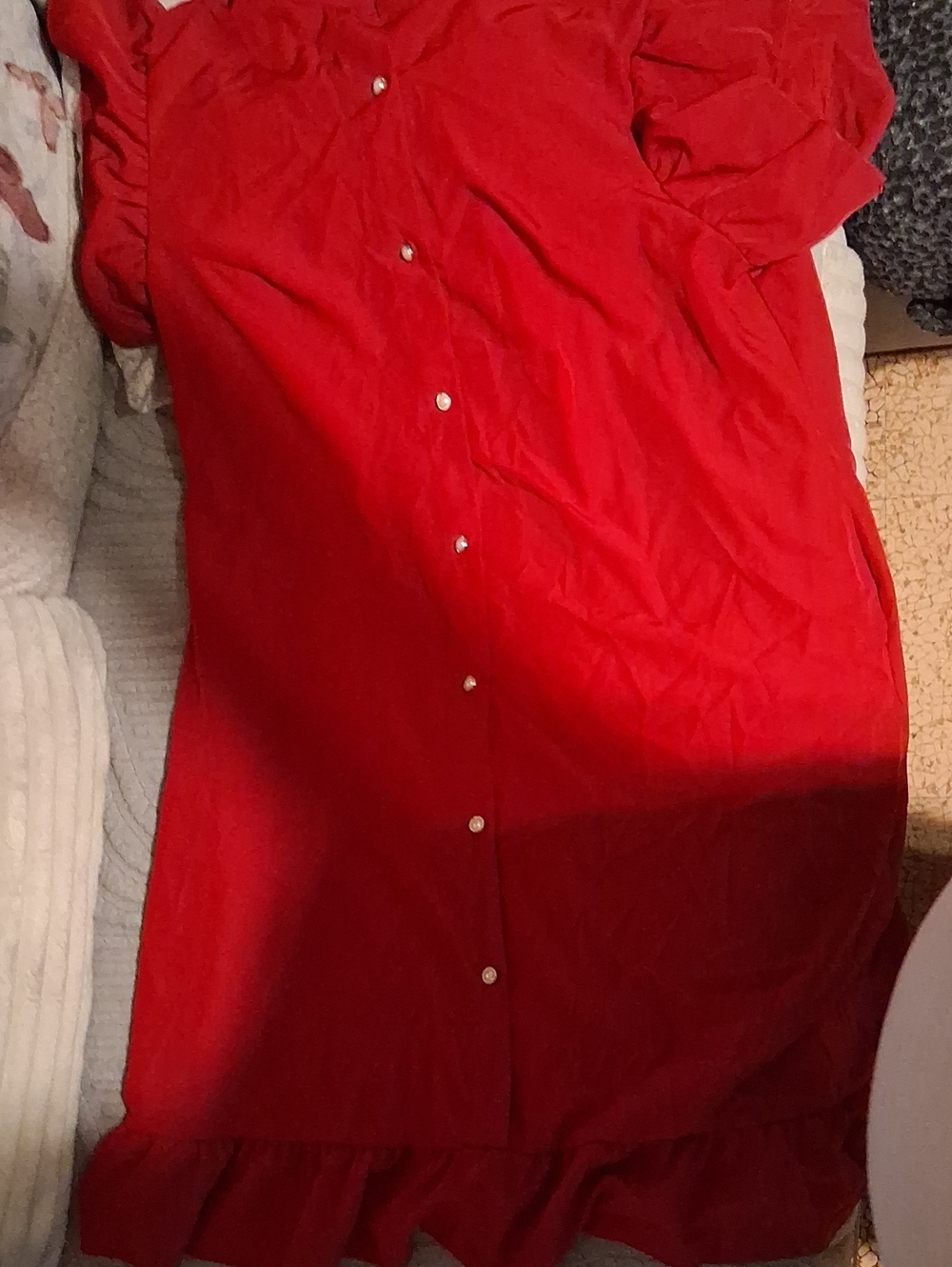 Red Button-Front Maxi Dress - Picture 3 of 4